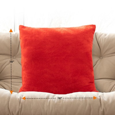 Red Arctic Velvet Square Throw Pillow Set, 18"