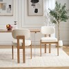 HDZNVF Set of 2 Wooden Dining Chairs, Modern Fabric Upholstered Dining Room Chair Kitchen Chairs, Beige - 3 of 4