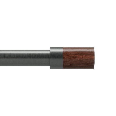 Gunmetal Adjustable Curtain Rod with Wooden Finials