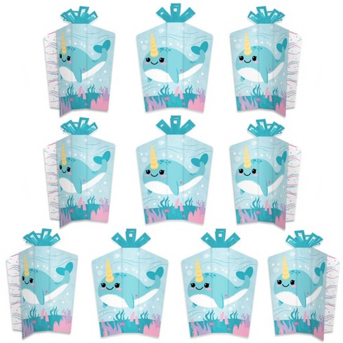 Big Dot Of Happiness Narwhal Girl Table Decorations Under The Sea Baby Shower Or Birthday Party Fold And Flare Centerpieces 10 Count Target