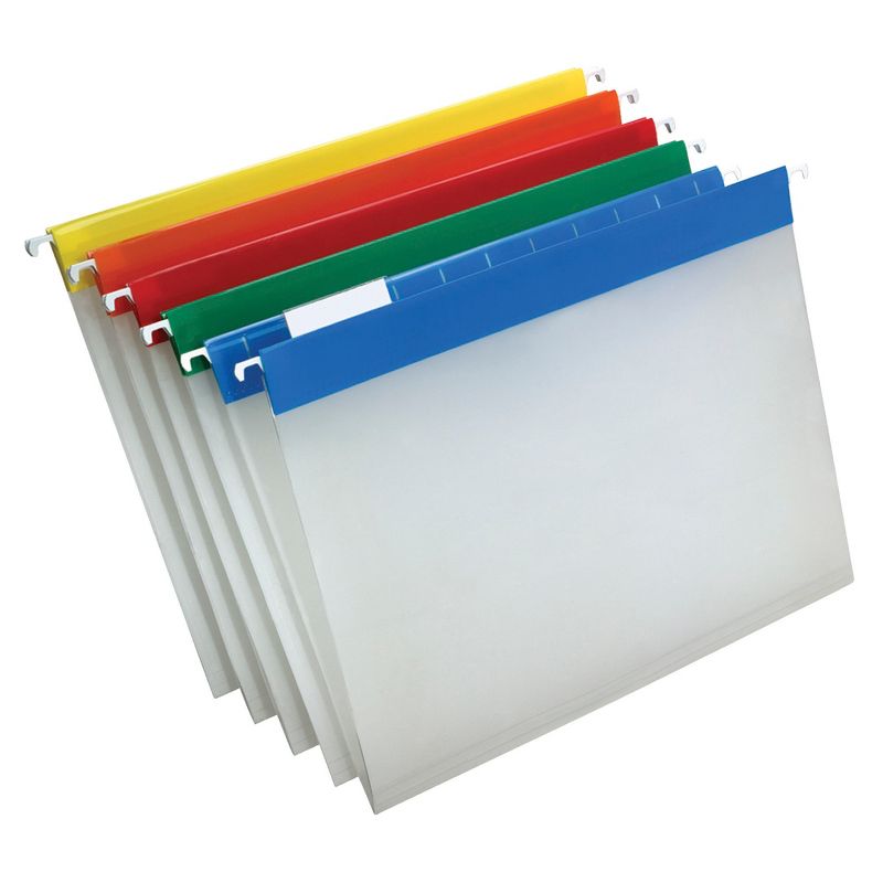 Pendaflex EasyView Poly Hanging File Folder, Letter Size, 1/5 Cut Tabs, Assorted Colors, Pack of 25, 1 of 3