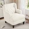 Modern Comfy Teddy Fabric Upholstered Arm Chair,Button Tufted High Back Padded Sofa with Birch Legs,Living Room Bedroom Lounge Chair-Coolbibila - 4 of 4