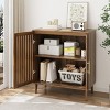 31.5" Farmhouse Sideboard Buffet Cabinet with Slatted Doors & Adjustable Shelves for Dining Living Room Entryway-3irtyhousy - 3 of 4