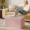 Pinmoco 30" Folding Storage Ottoman Bench with White Blanket and Side Pocket, Corduroy Storage Bench Footrest for Entryway Living Room - 2 of 4