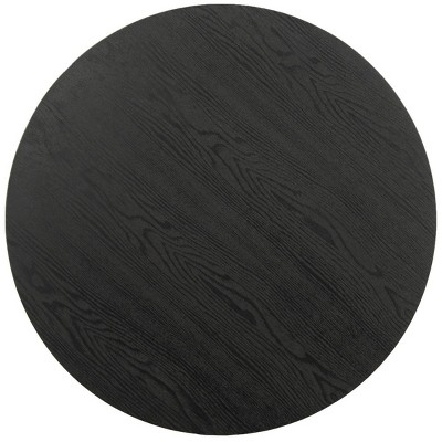 Transitional Ash Black 24" Round Wood & Metal End Table