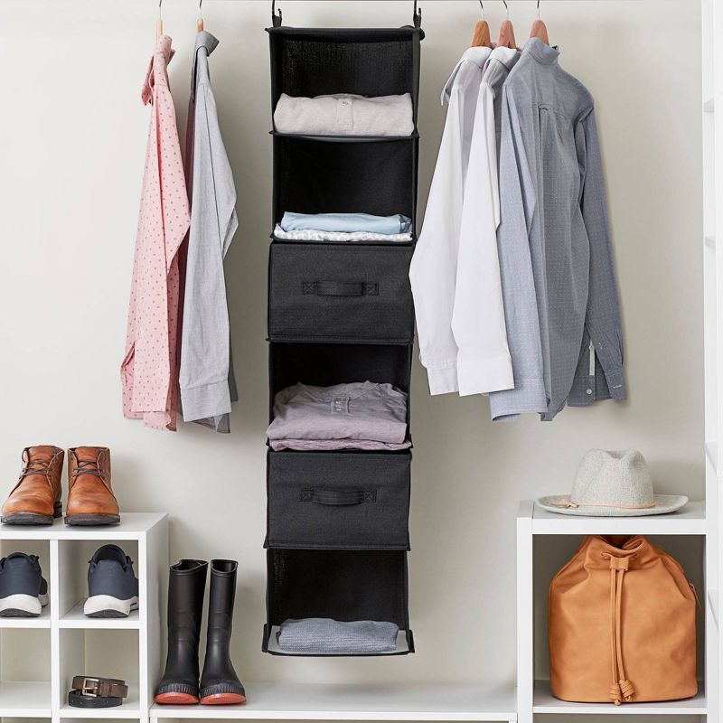 Household Essentials 6 Shelf Hanging Organizer Black Linen, 4 of 11