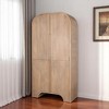 HomeRoots 72" Natural Solid Wood Textured Door Arched Cabinet With Four Doors - 2 of 4