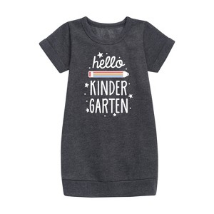 - Instant Message - Hello Kindergarten Graphic Short Sleeve Fleece Dress - 1 of 4