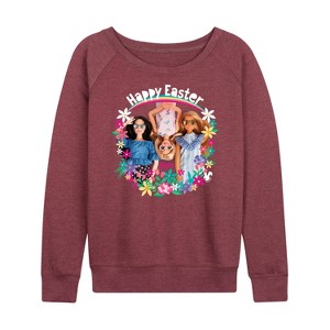 Women's - Barbie - Easter Lightweight French Terry Wide Neck Long Sleeve Graphic Shirt - 1 of 4