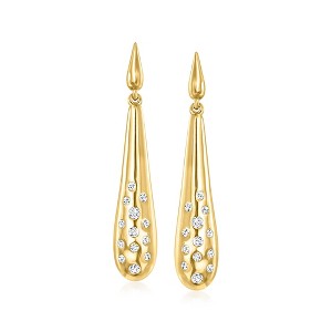 Ross-Simons 0.25 ct. t.w. Diamond Long Drop Earrings in 18kt Yellow Gold - 1 of 4