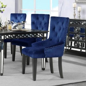 Acme Furniture Direct Only Dining Chairs Blue Velvet/Black Finish - 1 of 4