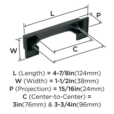 Matte Black Traditional Cabinet Cup Pull with Mounting Hardware