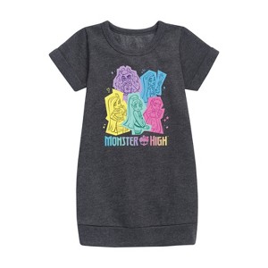Girls' - Mattel - Pastel Cut Out Character Spots Graphic Short Sleeve Fleece Dress - 1 of 3