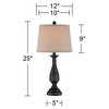 Regency Hill Ben Rustic Farmhouse Table Lamps 25" High Set of 2 Dark Bronze with Table Top Dimmers Beige Linen Drum Shade for Bedroom Living Room Home - 4 of 4