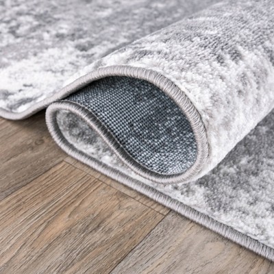 Gray Abstract Washable Synthetic Runner Rug
