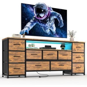 11 Drawer Dresser for Bedroom, Dresser TV Stand for 65, 70, 75 inch TV with  Led Lights & Charging Station, Wide Chest of Drawers with Open Shelves :  Target