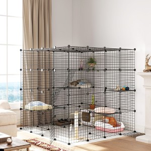 PawHut Cat Cage Indoor, DIY 4 Tier Cat Enclosure with Ramps, Jumping Platforms, Doors, for 1-3 Cats, 3 x 3 x 4, Black - 1 of 4