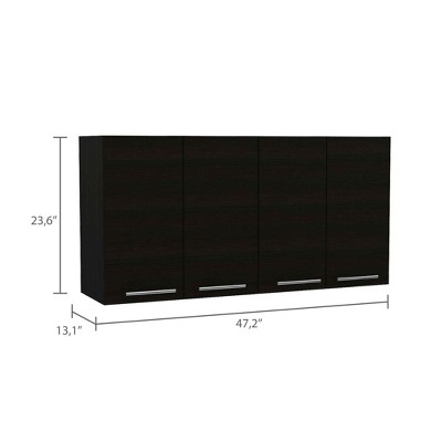 White Engineered Wood Four-Door Wall Cabinet with Shelves