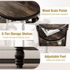 Round End Table, Small Accent Table with 3 Tier Storage Shelves, Farmhouse Wood Side Table, Metal Frame Industrial Night Stand for Living Room - 2 of 4