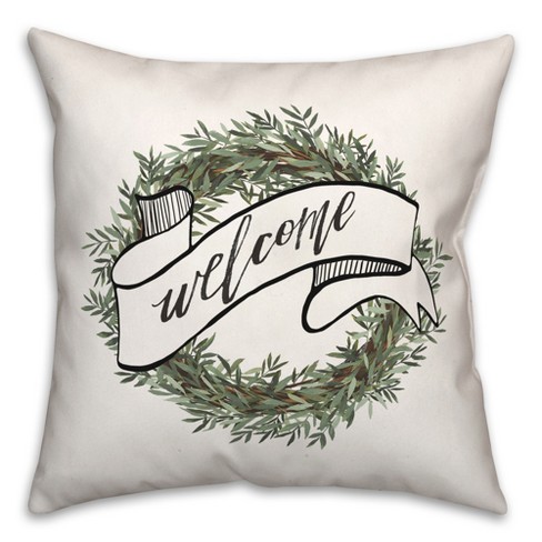 Creative Products Welcome Wreath 2 18 x 18 Spun Poly Pillow - image 1 of 3