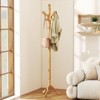 Costway Solid Rubber Wood Coat Rack with 3 Adjustable Heights and 11 Hooks for Hallway Black/Brown/Natural - 2 of 4