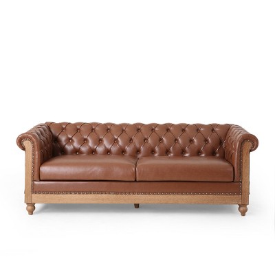 Castalia Chesterfield Tufted 3 Seater Sofa with Nailhead Trim - Christopher Knight Home
