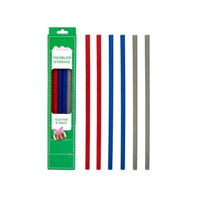 CharCharms 6pk 40oz Tailgate Water Bottle Straws Glitter