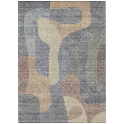 Gray And Gold Abstract Washable Indoor Outdoor Area Rug