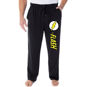 DC Comics Men's The Flash Vintage Superhero Logo Loungewear Pajama Pants Black - 1 of 3