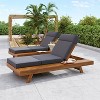 Christopher Knight Home Darla Outdoor Acacia Wood Adjustable Chaise Lounge with Water-Resistant Cushions (Set of 2) - 2 of 4