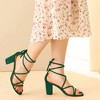 Perphy Women's Faux Suede Open Toe Lace Up Strappy Chunky Heel Sandals - 2 of 4