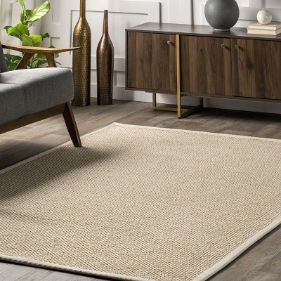 Handmade Natural Wool and Cotton Rectangular Area Rug