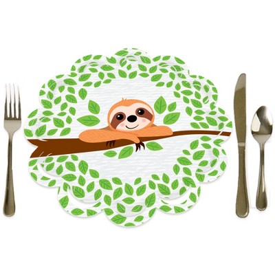Big Dot of Happiness Let’s Hang - Sloth - Baby Shower or Birthday Party Round Table Decorations - Paper Chargers - Place Setting For 12