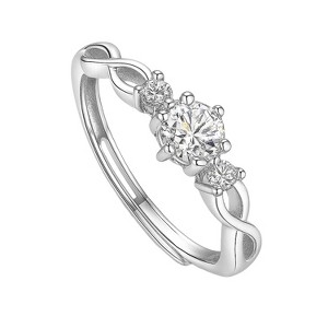 Women's Silver - Toned Copper Diamond Ring - Modern Style - 1 of 4