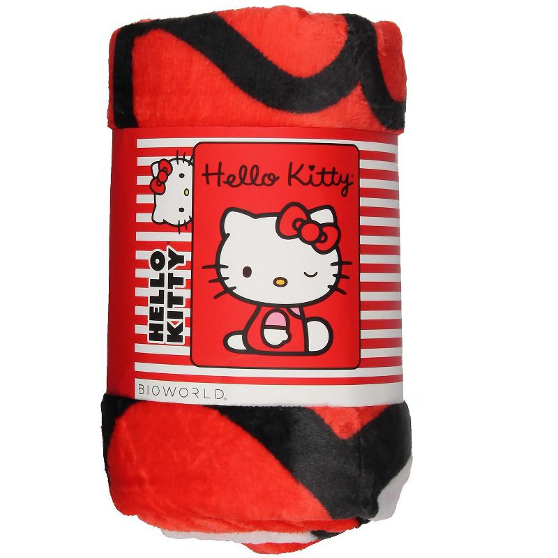 Sanrio Hello Kitty Blanket Winking Hello Kitty Plush Fuzzy Fleece Cute Soft Throw Blanket Red, 5 of 6