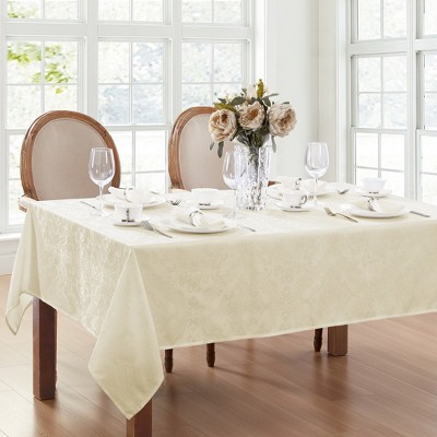 Caiden Ivory Polyester Damask Rectangle Tablecloth 60" x 84"