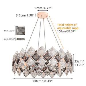 24/32in Crystal Chandelier 3-color Light LED Hanging Pendant Lamp Ceiling Fixtur - 1 of 2
