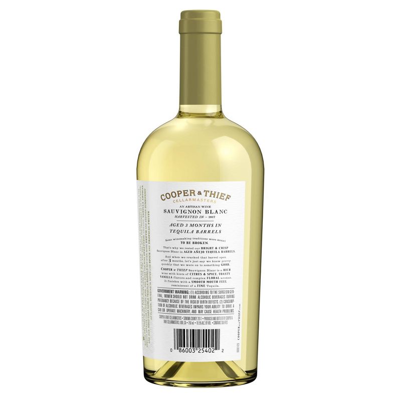 Cooper &#38; Thief Tequila Barrel-Aged Sauvignon Blanc White Wine - 750ml Bottle, 3 of 5