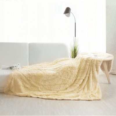 1 Pc Twin Microfiber Rug Plain Plush Flannel Bed Blankets Pale Yellow  - PiccoCasa