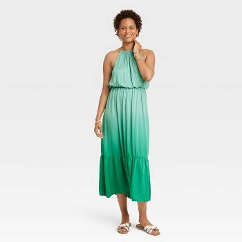 Women's Sleeveless Halter Maxi A-Line Dress - Knox Rose™ Green XL