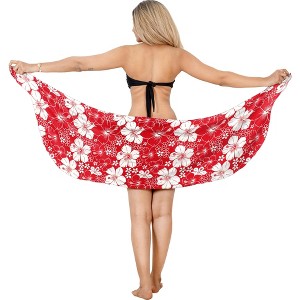 LA LEELA Women's Beachwear Beach Wrap Bikini Sarong Summer Cover Up Swimwear One Size Floral Red - 1 of 4