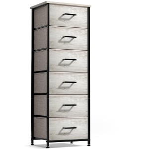 Sorbus Narrow 6 Drawers Nightstand with Steel Frame, Wood Top, Easy Pull Fabric Bins for Home, Bedroom, Office & Dorm - 1 of 4