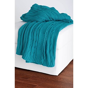 Turquoise Cable Knit Throw - Rizzy Home