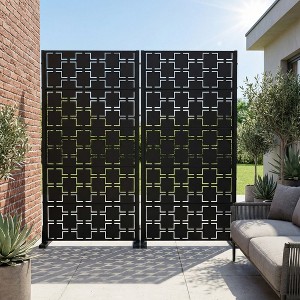 MAYEERTY 2 Pack 5 Panel Square Pattern Galvanized Steel Privacy Screen ...
