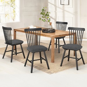 Arceso Dining Chairs Set of 4, Wooden Chairs with Cushion, Farmhouse Windsor Kitchen Room Chairs - 1 of 4