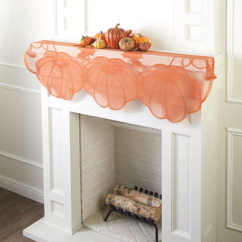 The Lakeside Collection Pumpkin Mantel Scarf - Fall/Autumn Decor for Fireplace or Table, 2 of 9