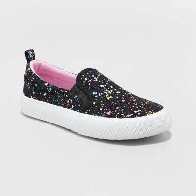 Sparkly Black Slip On Canvas Shoes for Women - A&A Shoes