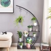 Slickblue Semicircle Iron Wood Plant Shelf, 1/2 Pcs 5-Tier Rack, Indoor Outdoor Stand, Black, 27.56x15.75x55.91in - 4 of 4