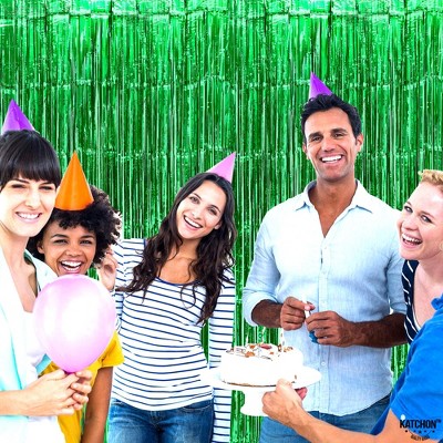 KatchOn, Green Streamers Party Decorations -3.2x6.5 Feet, Pack of 2 | Birthday Decorations | Jungle Party Decorations