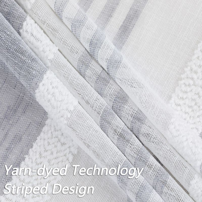 Vertical Stripe Linen Textured Voile Sheer Short Kitchen Cafe Curtains for Small Windows, 4 of 6
